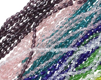 Faceted Teardrop Glass Beads: Pear Shape Crystal Beads for Jewelry Making
