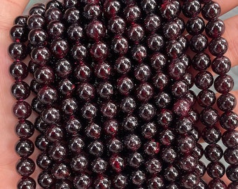 Garnet Beads Gemstone Round Beads Red Gems Crystal Natural Gemstone Loose Beads For Jewelry Making