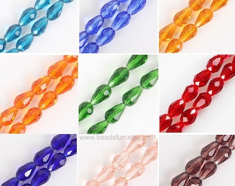 Tear drop Faceted Beads Teardrops Pear Shape Crystal Loose Beads Glass Beads For Jewelry Making