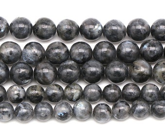 Larvikite Gemstone Beads Black Labradorite Crystal Round Beads Handmade Bracelet Jewelry Making Gems