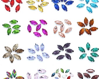 Navette 7x15mm,5x10mm Marquise Rhinestone Sew On Crystal Glass Beads Costume Decor Bling Embellishment