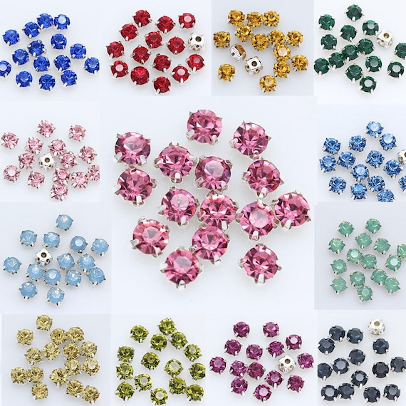 6mm Crystal Rhinestone Chatons: Sew On Glass Beads with Silver Setting