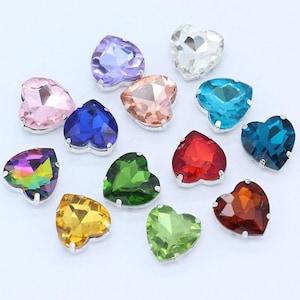 Heart Shape Crystal 8mm 10mm 12mm 14mm 18mm 27mm Sew on Fancy Stone Rhinestone Glass Beads Sewing Embellishment Montees
