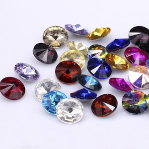 Rivoli Rhinestone Beads: 12mm/14mm Pointed Back Crystal Gems
