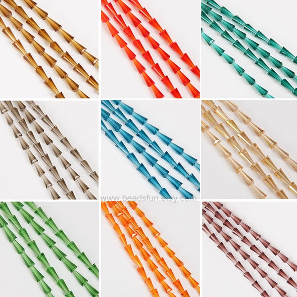 Cone Beads Faceted Glass Beads Triangular Drops Charms Crystal Loose Beads Earring Bracelet Jewelry Making Gems