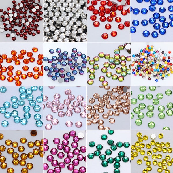 720pcs Flatback Rhinestone Glass Crystals Bling Embellishments 1mm 2mm 3mm 4mm 5mm Flat Back Rhinestone Loose Beads