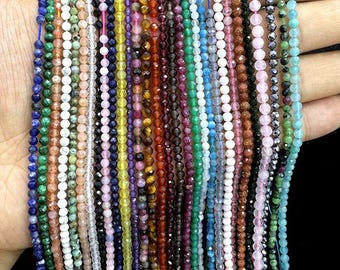2mm Micro Faceted Beads Gemstone Beads For Jewelry Making Bracelet Necklace Healing Crystal Bead