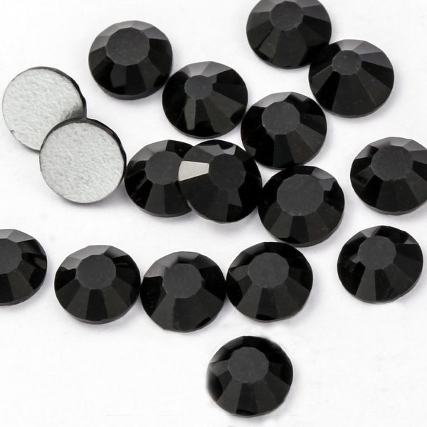 Jet Flat Back Rhinestone Onyx Black Crystal Beads Glass Rhinestone Loose Beads 2mm 3mm 4mm 5mm 6mm Bling Embellishments