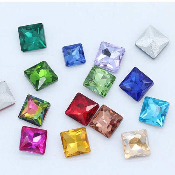 Square Point Back Rhinestone 8mm 10mm 12mm Pointed Back Crystal Glass Beads Fancy Stone Embellishment Gems