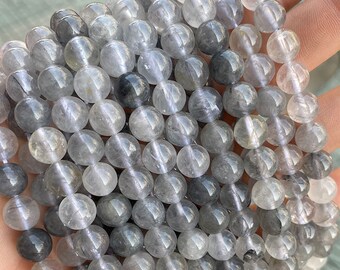 Cloudy Quartz Gemstone Beads Gray Crystal Loose Beads Natural Gems Jewelry Making Beads 4mm 6mm 8mm 10mm 12mm