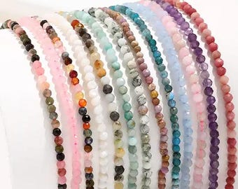 3mm Faceted Gemstone Beads For Jewelry Making Natural Gems Healing Crystal Beads Bracelet Supplies