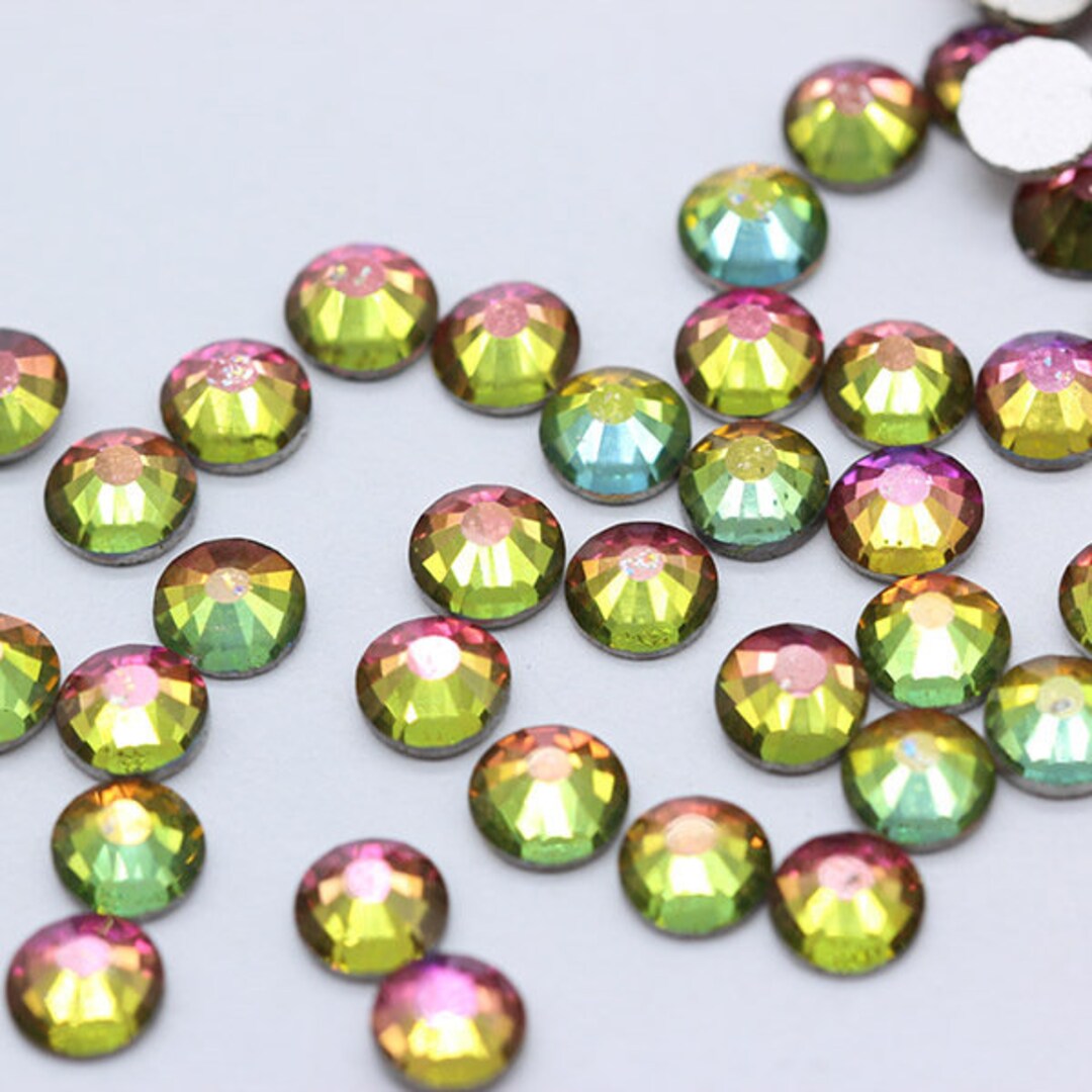 Rainbow Rhinestone Flat Back Volcano Crystal Beads Glass - Etsy