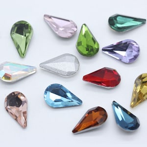 Teardrop Rhinestone Crystals: Pear Shape Glass Gems (6x10mm, 8x13mm)