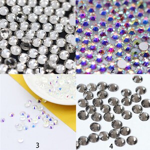 1440 piezas de diamantes de imitación de vidrio con parte trasera plana: adornos brillantes, 2-5 mm imagen 2