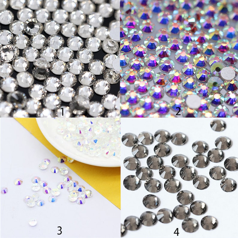 1440 piezas de diamantes de imitación de vidrio con parte trasera plana: adornos brillantes, 2-5 mm imagen 2