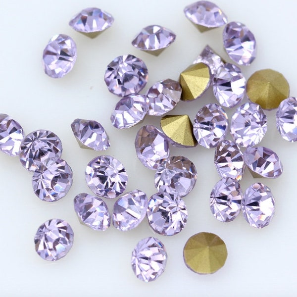 Violet Chatons Pointed Back Crystal Rhinestones Glass Loose Beads Light Purple Bling Embellishments 1mm 2mm 3mm 4mm 5mm