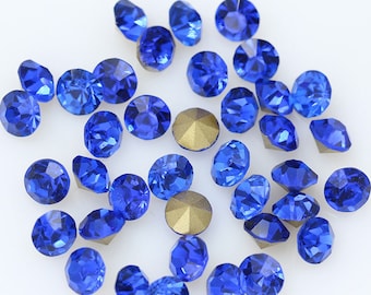 Sapphire Glass Rhinestones: Pointed Back Crystal Beads (1mm-5mm)