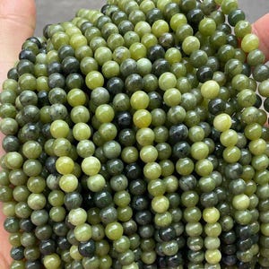 Olive Green Jade Beads: 15.5&quot; Strand for Jewelry Making
