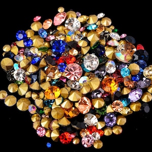 400 pezzi di perline di vetro di cristallo con strass a punta di varie dimensioni, 6 grammi, 1 mm, 2 mm, 3 mm, 4 mm, 5 mm, abbellimenti scintillanti