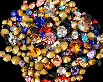 Mixed Size Crystal Rhinestones: 6 Grams Approx 400pcs Pointed Back Glass Chatons