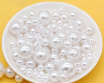 Perle Perlen Runde Weiß Elfenbein Harz Faux Perle Perle für Schmuckherstellung Nähen Handwerk
