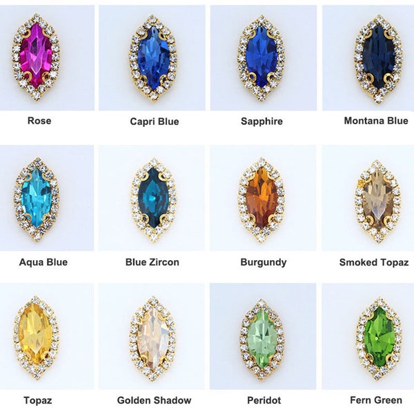 Navette Rhinestone Flat Back Sew On Crystal Glass Beads Costume Decor Bling Embellishment Pave Button 7x15mm,6x12mm Marquise Gems