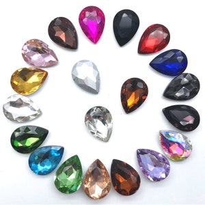 Cristalli a punta con strass a goccia, 13 x 18 mm, 18 x 25 mm, a forma di pera, pietra preziosa, perline di vetro sciolte, abbellimenti scintillanti