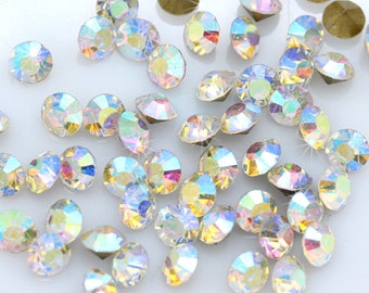 Chatons Crystal AB Rhinestones Pointed Back Crystals For Jewelry Making Repairing SS6-SS20