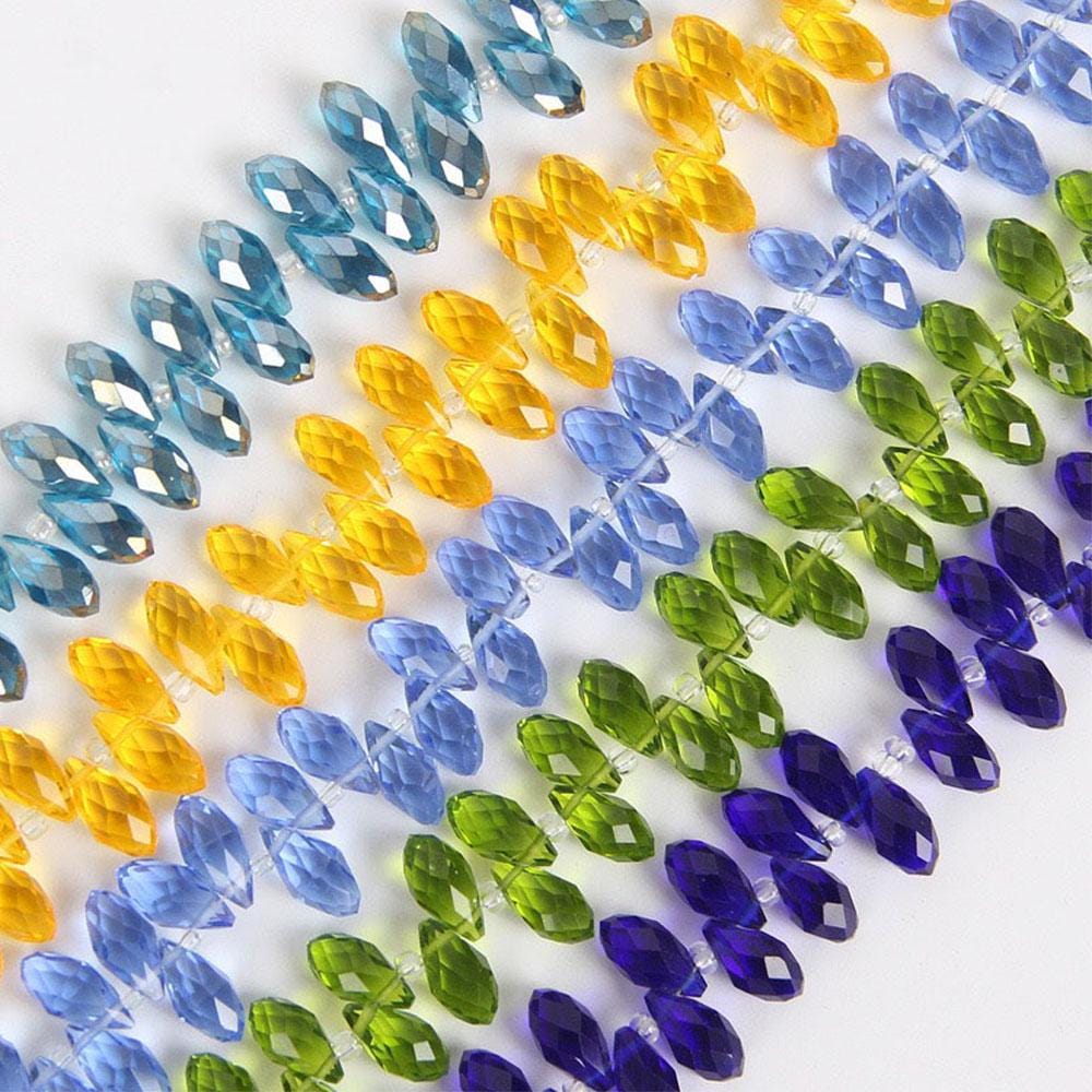 Perles Briolettes Diamants Bleus Naturels - Paire De 2 Perles Percées - Pour Création Bijoux