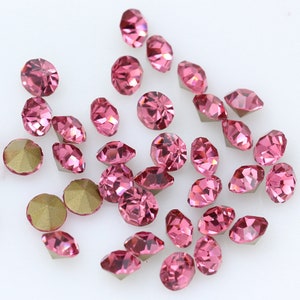 Rose Pink Crystal Rhinestones: Pointed Back Glass Chatons (1mm-5mm)