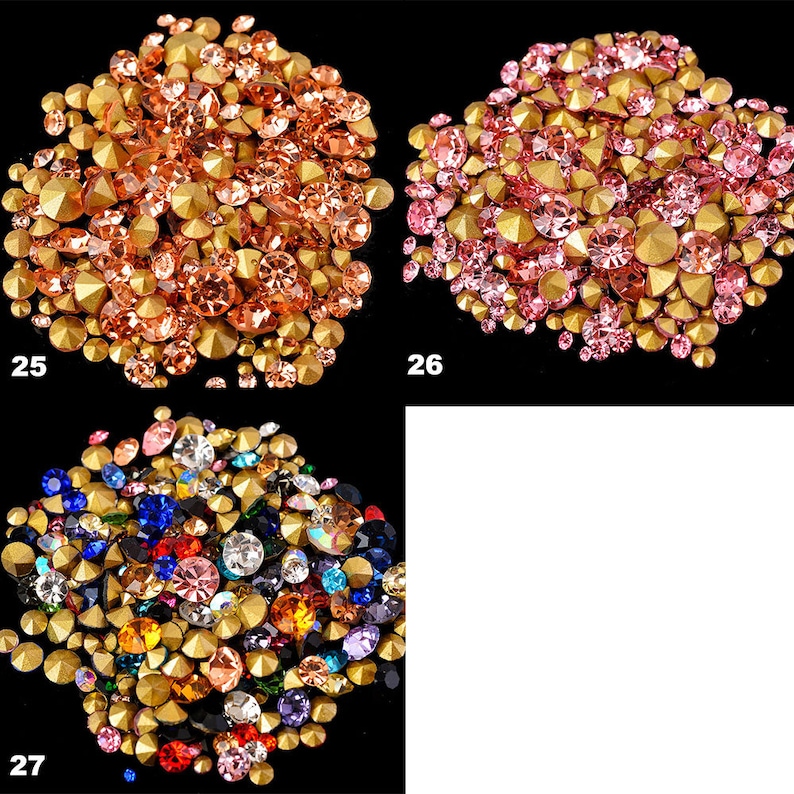 200pcs Mixed Size Rhinestone Pointed Back Crystals Jewelry Repairing Crystal Beads Chaton 3 Grams 1mm 2mm 3mm 4mm 5mm Bling Embellishments zdjęcie 9