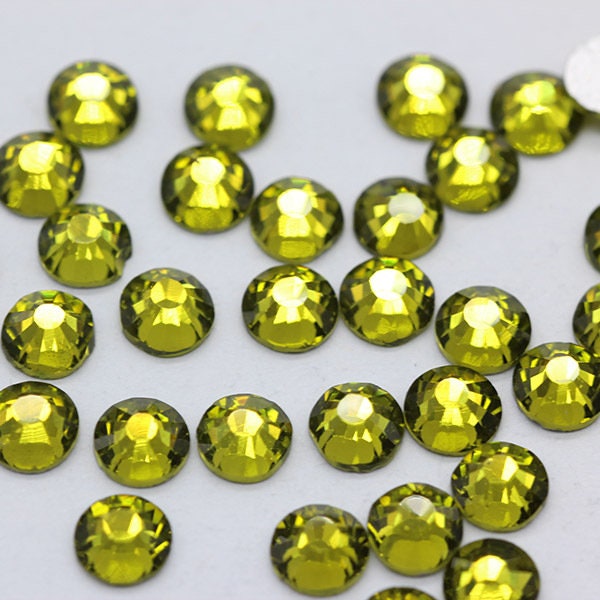Olivine Rhinestone Flat Back Rhinestone Glass Olive Green Crystal Loose Beads 2mm 3mm 4mm 5mm 6mm Bling Embellishments