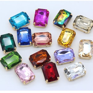 Octagon Sew On Rhinestone Sparkling Gems 8x10mm 10x14mm 13x18mm 18x25mm Rectangle Rhinestone Fancy Stone Crystals Bling Embellishment