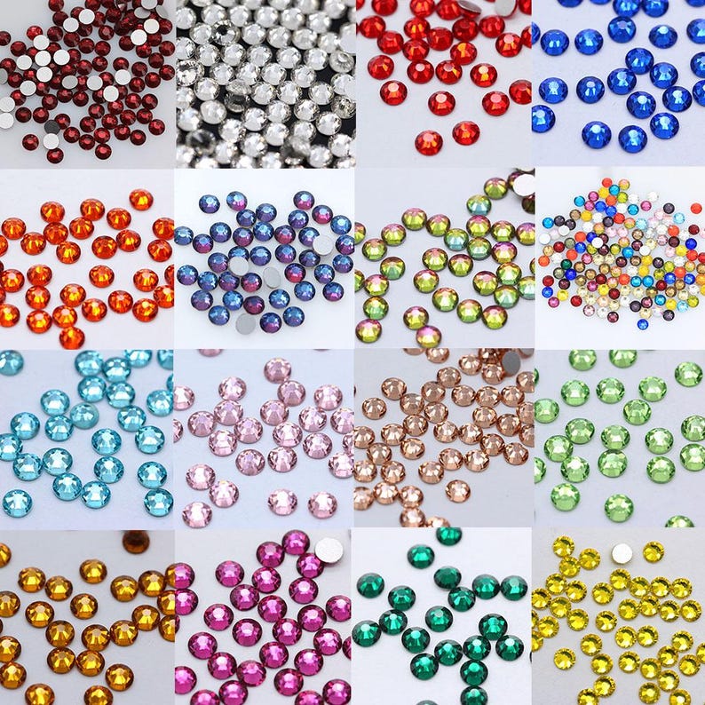 1440 piezas de diamantes de imitación de vidrio con parte trasera plana: adornos brillantes, 2-5 mm imagen 1