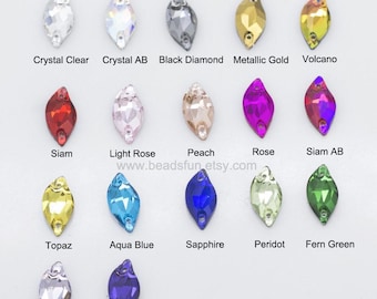25 Stück Blatt Strass Kristalle flache Rückseite nähen Kristalle für Kleid Kostüm funkelnde Dekor Bling Verschönerung
