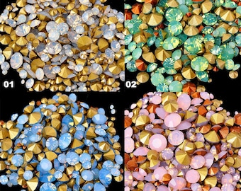 400pcs Mixed Size Rhinestone Pointed Back Crystal Chaton Glass Beads 6 Grams 1mm 2mm 3mm 4mm 5mm Bling Embellishments