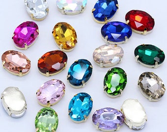 6x8mm,8x10mm Oval Sew on Crystals Rhinestone Glass Beads Fancy Stone Sewing Embellishment Montee Gemstone