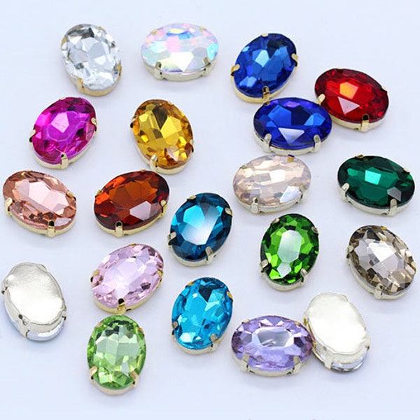 6x8mm,8x10mm Oval Sew on Crystals Rhinestone Glass Beads Fancy Stone Sewing Embellishment Montee Gemstone