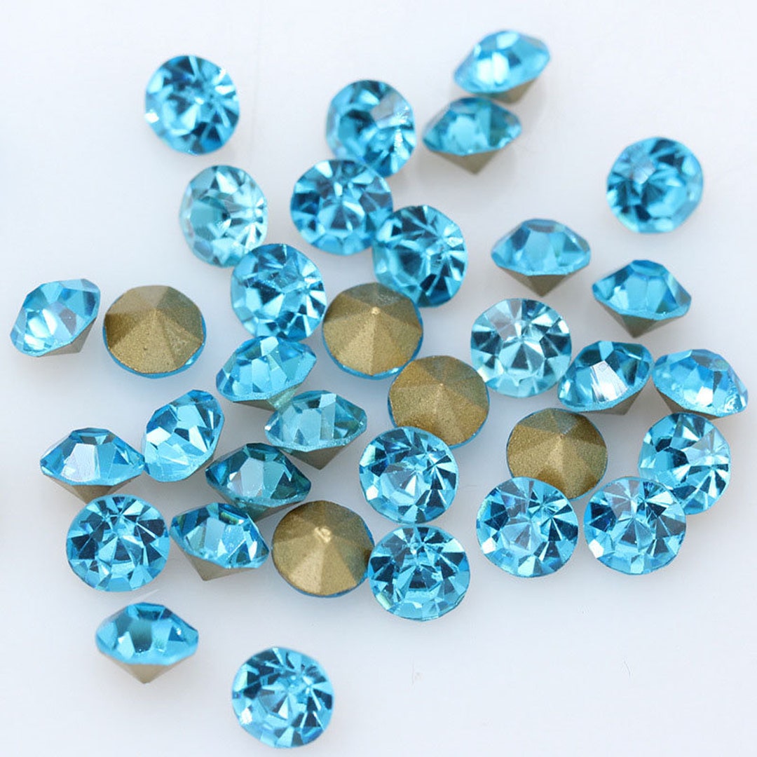 Aqua Marine Glass Rhinestones: Pointed Back Bling Embellishments - Etsy
