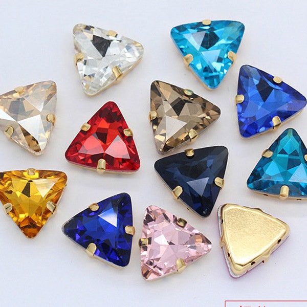 Triangle Rhinestone Sew on Crystals Sparkling Jewelry Making Fancy Stones Dress Sewing Gems Costume Bling Embellishment 10mm 18mm 23mm