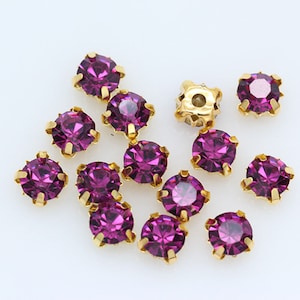 4mm Sew On Rhinestones: Gold Setting Crystal Chatons - 100pcs