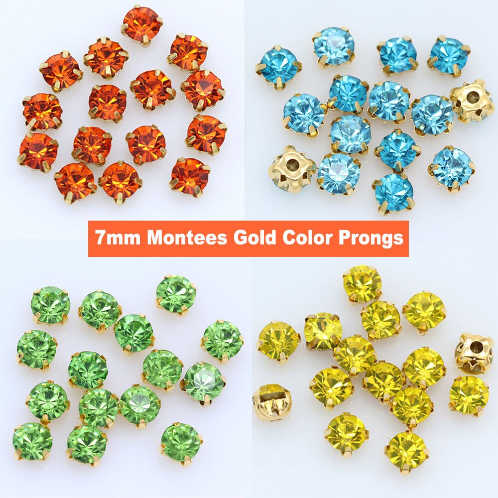 Sew on Crystal Stone Sewing Rhinestones beads loose Rhinestone With Brass  catcher-144 Pieces ( 1Gross)