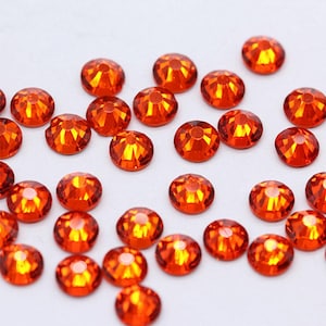 Hyazinth Orange Kristall Strasssteine: Glasperlen mit flacher Rückseite (2-6 mm)