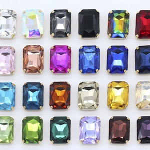 Octagon Sew On Rhinestone Sparkling Gems 8x10mm 10x14mm 13x18mm 18x25mm Rectangle Rhinestone Fancy Stone Crystals Bling Embellishment