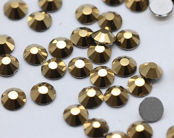 Metallic Gold Strass Flache Rückseite Kristall Perlen Glas Strass Lose Perlen 2mm 3mm 4mm 5mm 6mm Bling Verzierungen