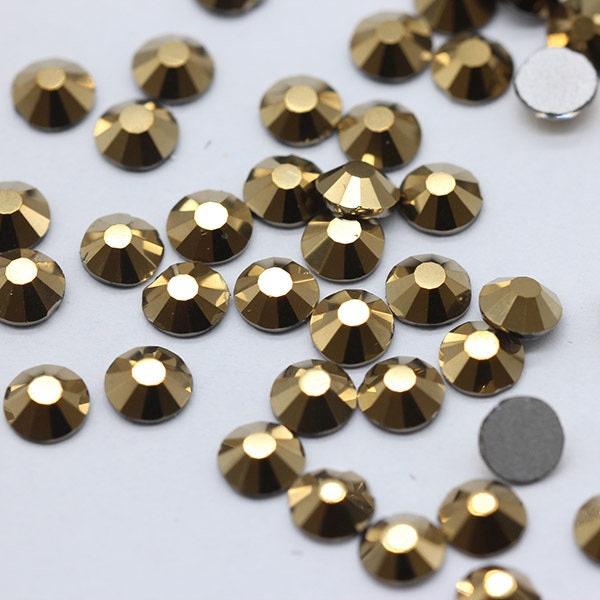 Metallic Gold Rhinestone Flat Back Crystal Beads Glass Rhinestone Loose Beads 2mm 3mm 4mm 5mm 6mm Bling Embellishments