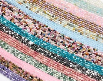 3mm Faceted Beads Natural Gemstone Beads For Jewelry Making Healing Crystal Bracelet Necklace Bead