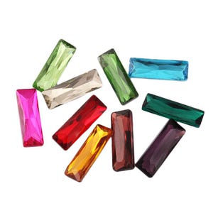 Perline di cristallo rettangolari con strass baguette, perline di cristallo sfaccettate, gemme di abbellimento 2 x 4 mm 5 x 15 mm
