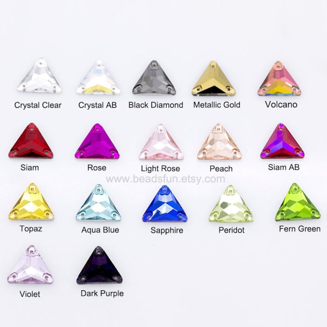 Triangle Sew on Rhinestones: Crystal Glass Garment Gems (12mm, 16mm) - Etsy