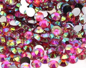 1000 pezzi di strass in resina AB: perline di cristallo piatte, abbellimenti per nail art (2-6 mm)
